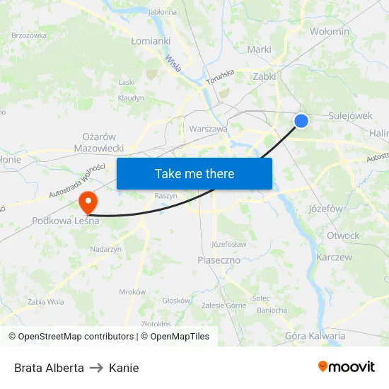 Brata Alberta to Kanie map