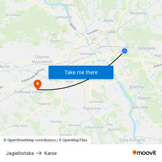 Jagiellońska to Kanie map
