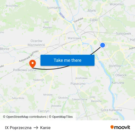 IX Poprzeczna to Kanie map