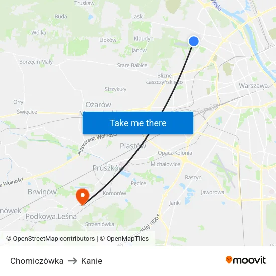 Chomiczówka to Kanie map