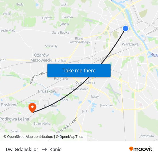 Dw. Gdański to Kanie map