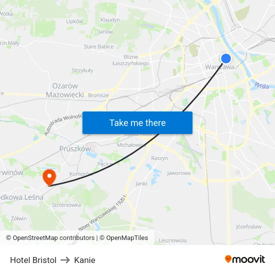 Hotel Bristol to Kanie map