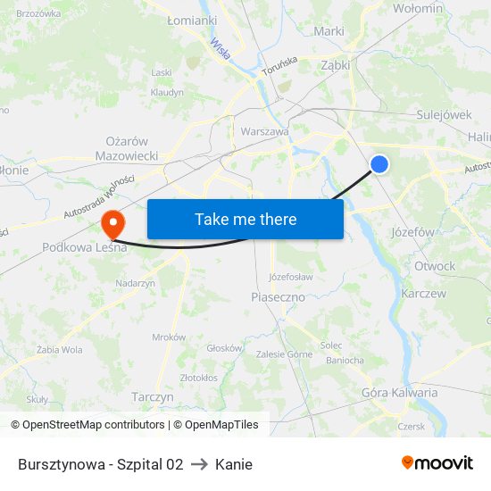Bursztynowa - Szpital 02 to Kanie map