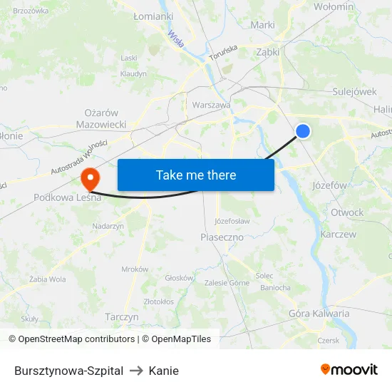 Bursztynowa - Szpital to Kanie map