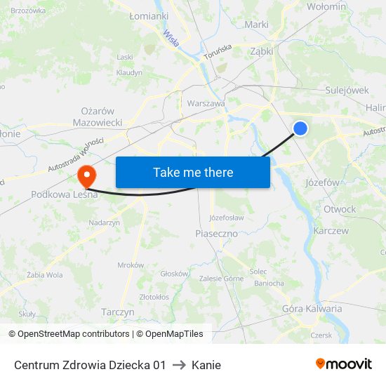 Centrum Zdrowia Dziecka to Kanie map