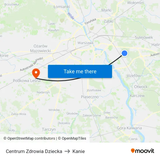 Centrum Zdrowia Dziecka to Kanie map