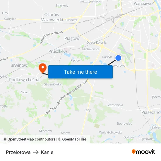 Przelotowa to Kanie map