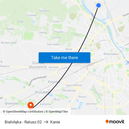 Białołęka-Ratusz to Kanie map