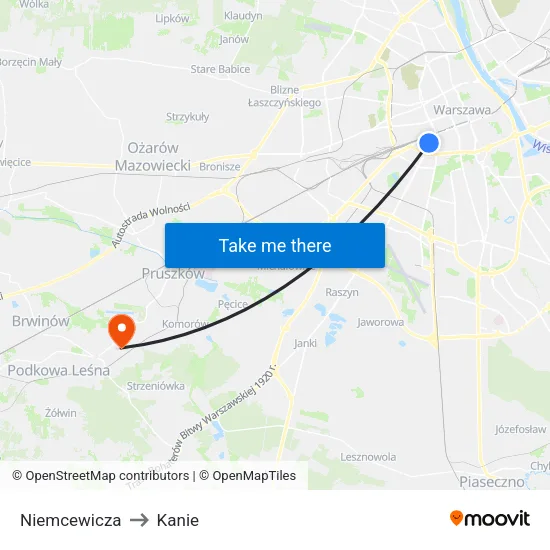 Niemcewicza to Kanie map