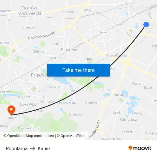 Popularna to Kanie map