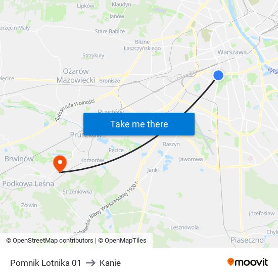 Pomnik Lotnika to Kanie map