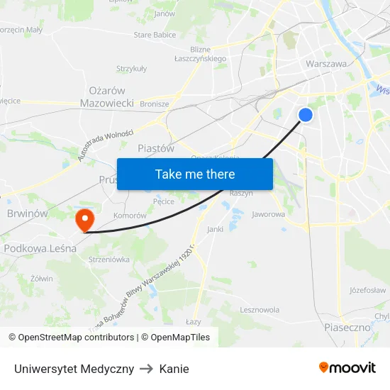 Uniwersytet Medyczny to Kanie map