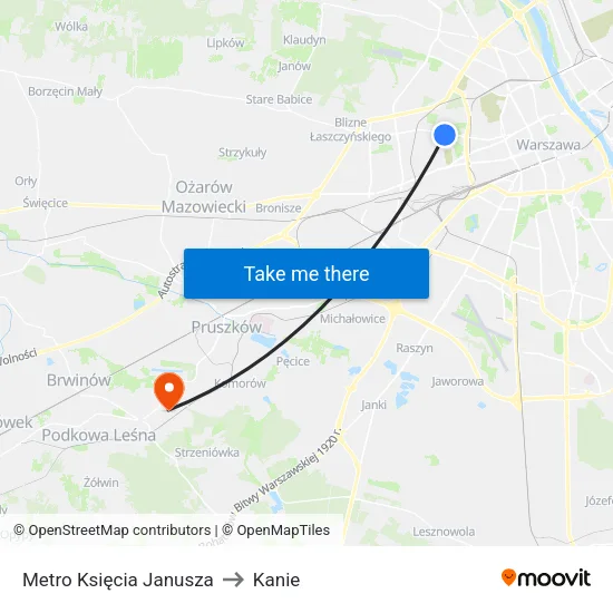 Metro Księcia Janusza to Kanie map