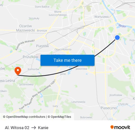 Al. Witosa 02 to Kanie map