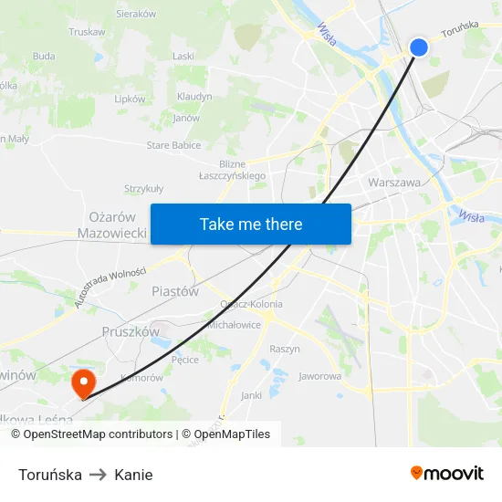Toruńska to Kanie map