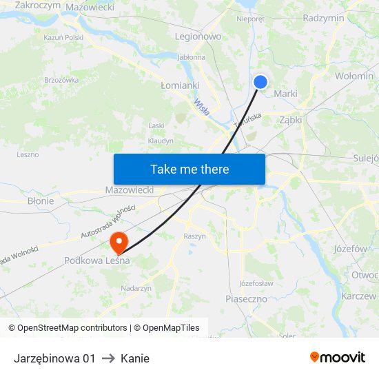 Jarzębinowa to Kanie map