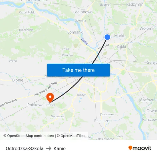 Ostródzka - Szkoła to Kanie map