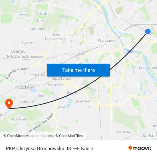 PKP Olszynka Grochowska to Kanie map