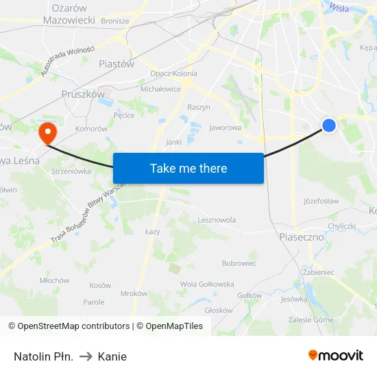Natolin Płn. to Kanie map