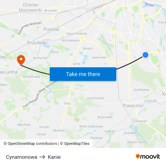 Cynamonowa to Kanie map