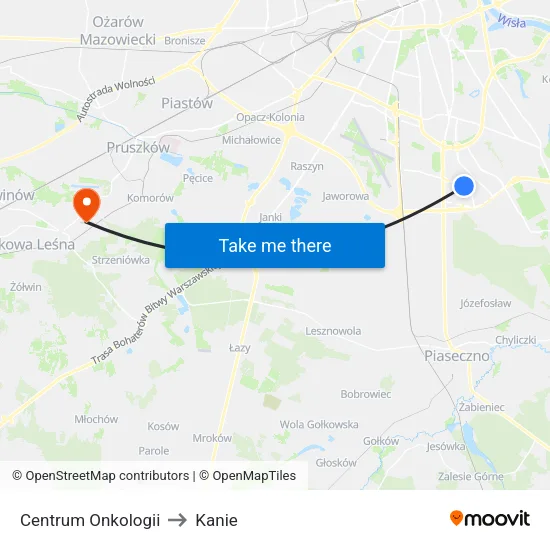 Centrum Onkologii to Kanie map
