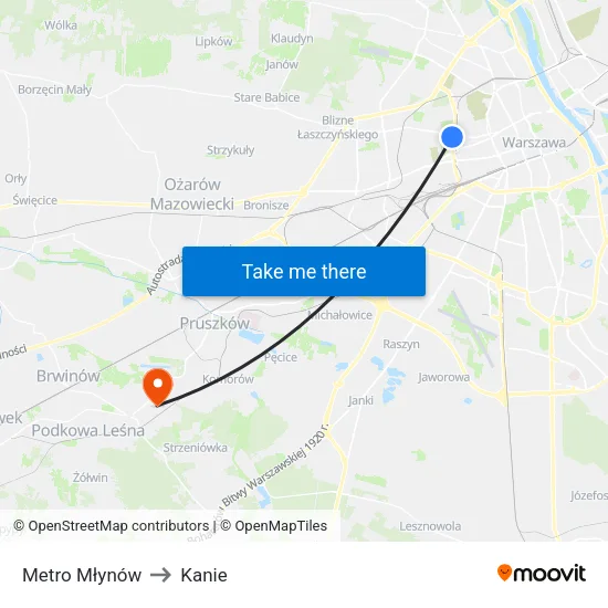 Metro Młynów to Kanie map