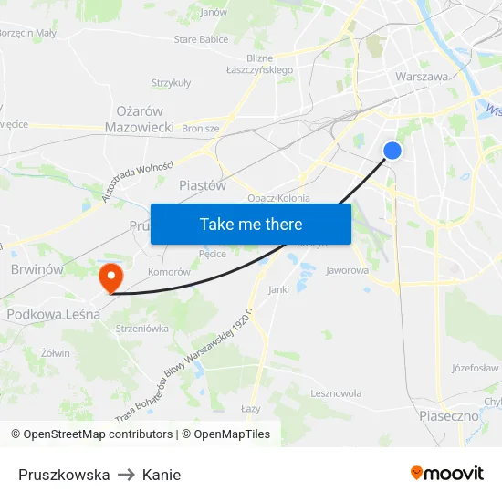 Pruszkowska to Kanie map