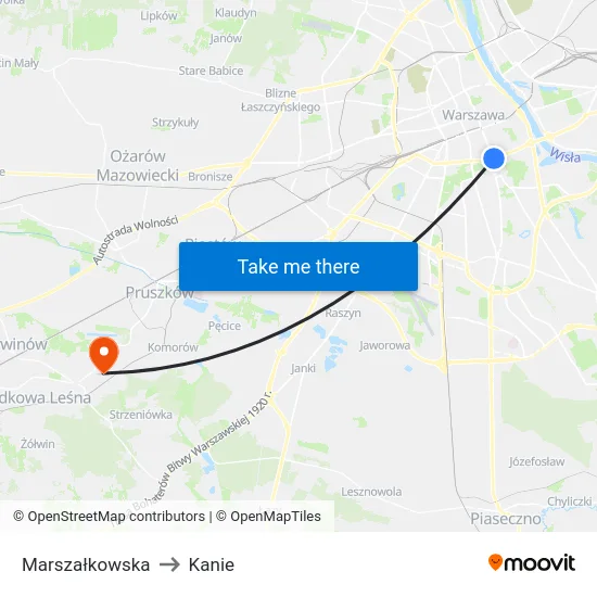 Marszałkowska to Kanie map