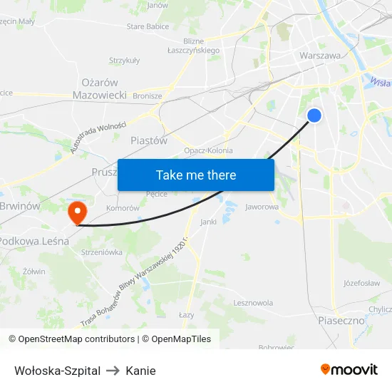 Wołoska - Szpital to Kanie map