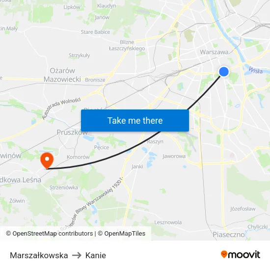 Marszałkowska to Kanie map