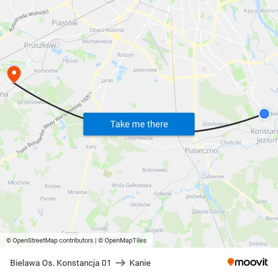 Bielawa Os. Konstancja 01 to Kanie map