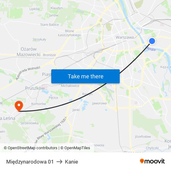 Międzynarodowa to Kanie map