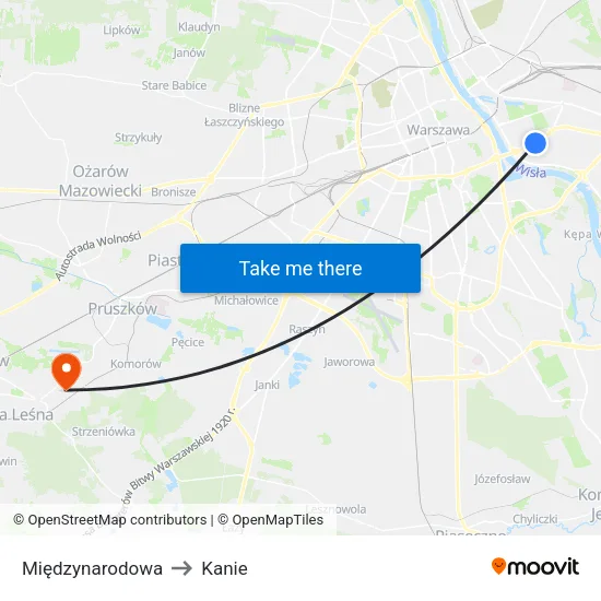 Międzynarodowa to Kanie map