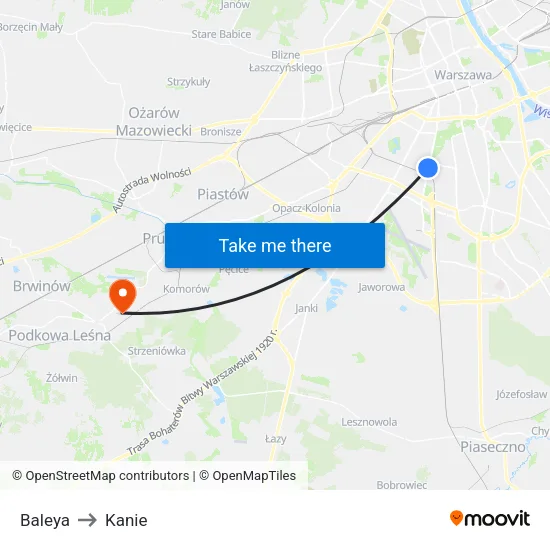 Baleya to Kanie map