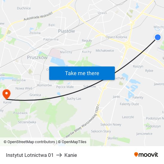 Instytut Lotnictwa 01 to Kanie map