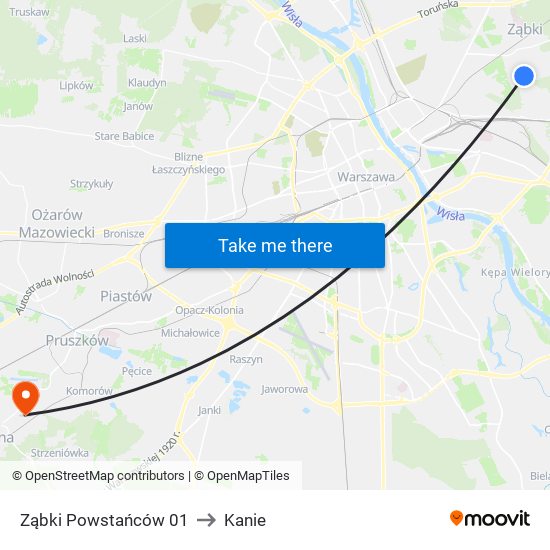 Ząbki Powstańców 01 to Kanie map