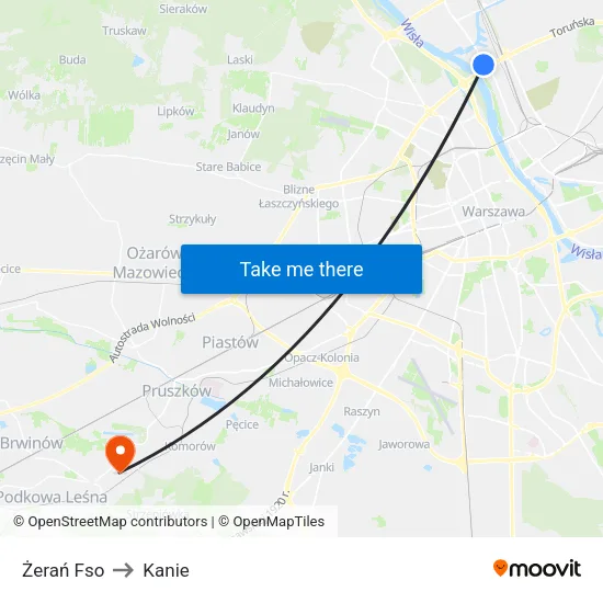 Żerań Fso to Kanie map