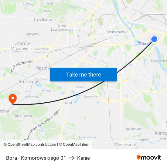 Bora - Komorowskiego 01 to Kanie map