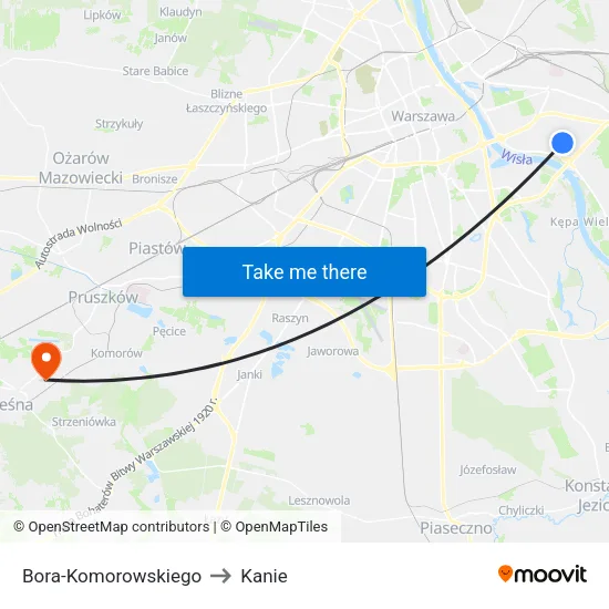 Bora - Komorowskiego to Kanie map