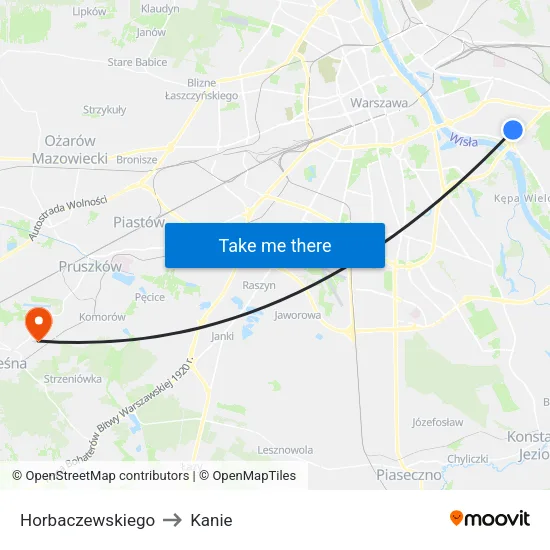 Horbaczewskiego to Kanie map