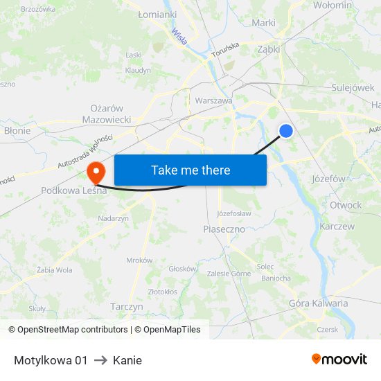 Motylkowa 01 to Kanie map