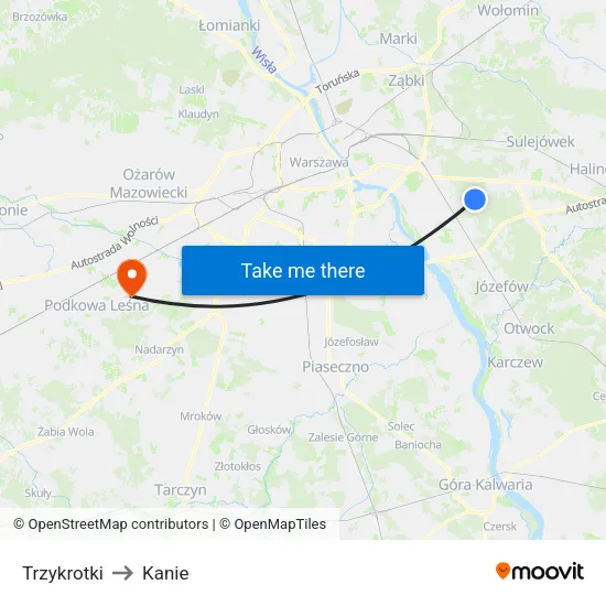 Trzykrotki to Kanie map