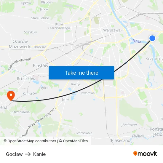 Gocław to Kanie map