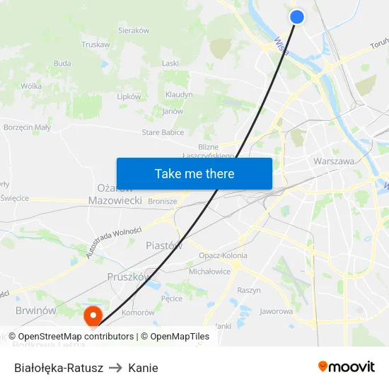Białołęka - Ratusz to Kanie map