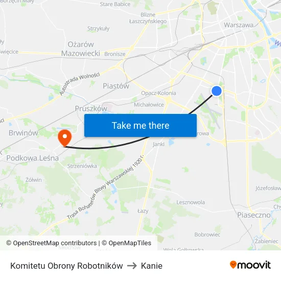 Komitetu Obrony Robotników to Kanie map