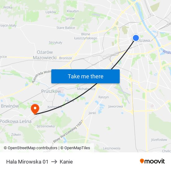 Hala Mirowska 01 to Kanie map