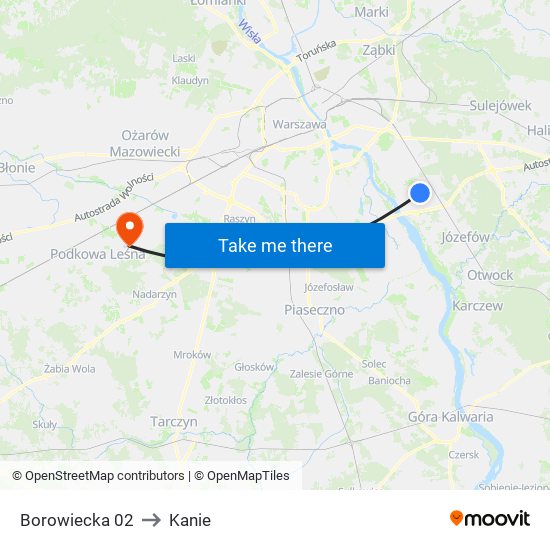 Borowiecka 02 to Kanie map