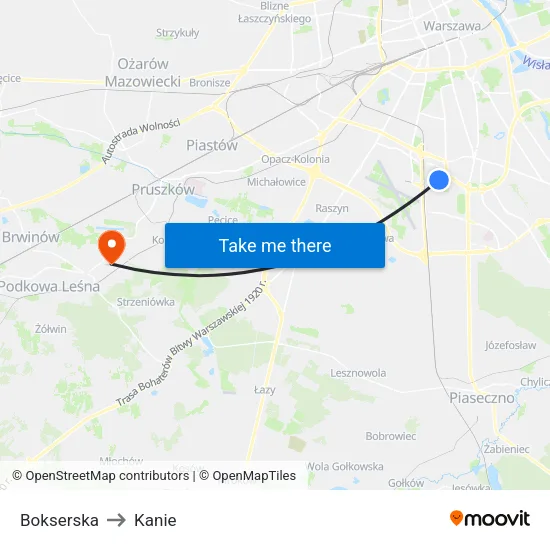 Bokserska to Kanie map