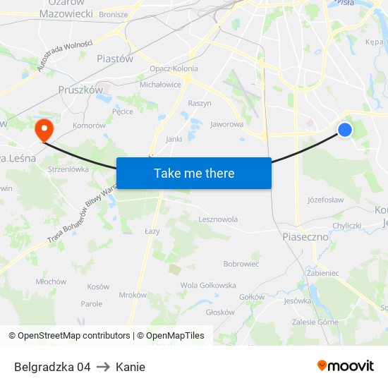 Belgradzka to Kanie map