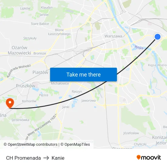 CH Promenada to Kanie map